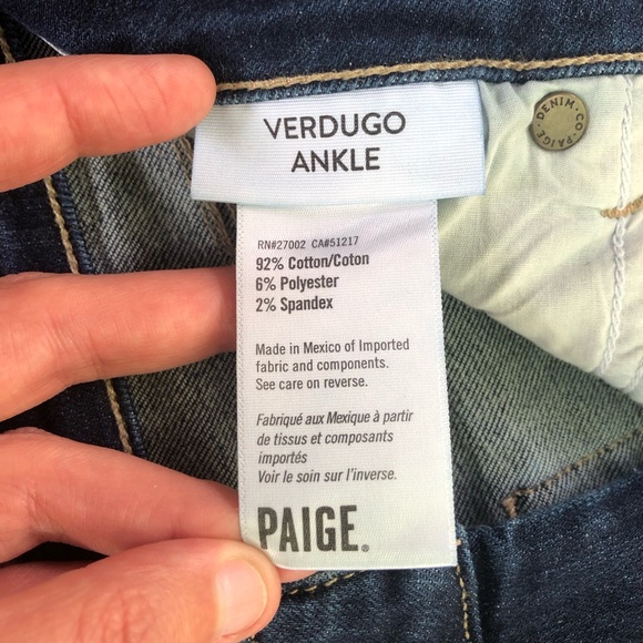 Paige Verdugo Ankle Jeans Dark Wash Distressed Skinny Stretch Size 28 - Picture 7 of 13